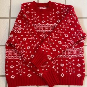 American Eagle Outfitters Red and White Knit Sweater / Christmas